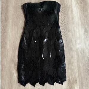 Bebe Strapless Sequin Black Fitted Dress, Cocktail,Women's XS, Party, Prom